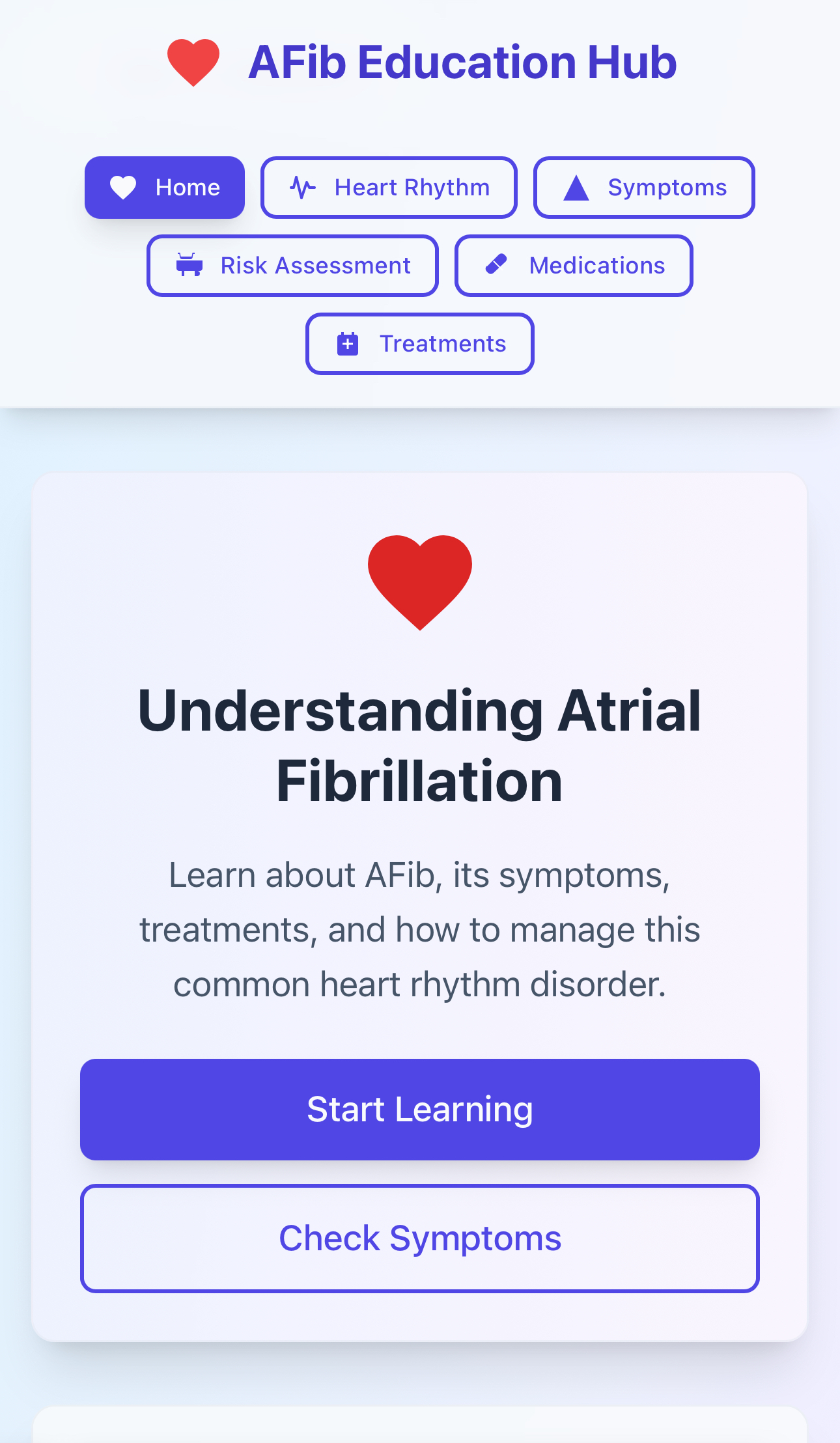 AFib mobile app preview