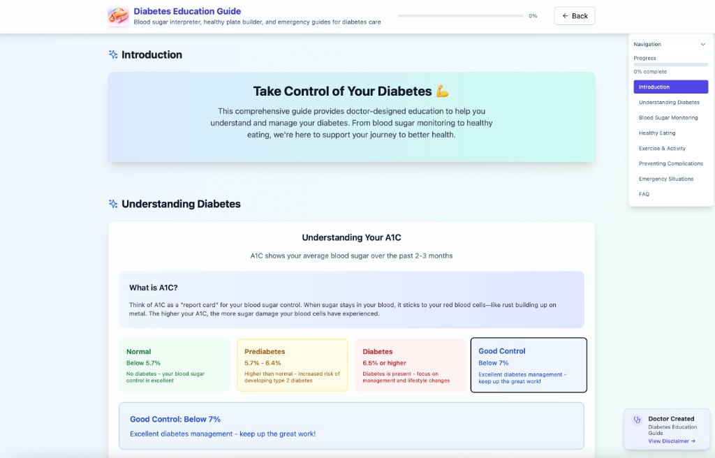 Type 2 diabetes education guide preview in the interactive app